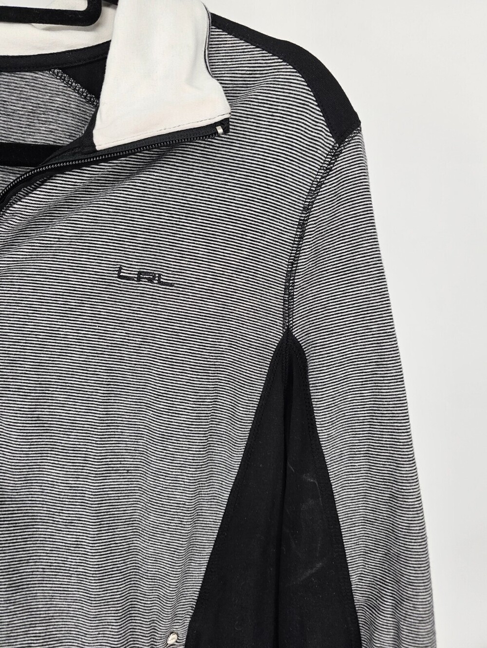 Lauren Ralph Lauren Womens Sz XL Black and White Striped Athletic Jacket Zip Up - Picture 2 of 4